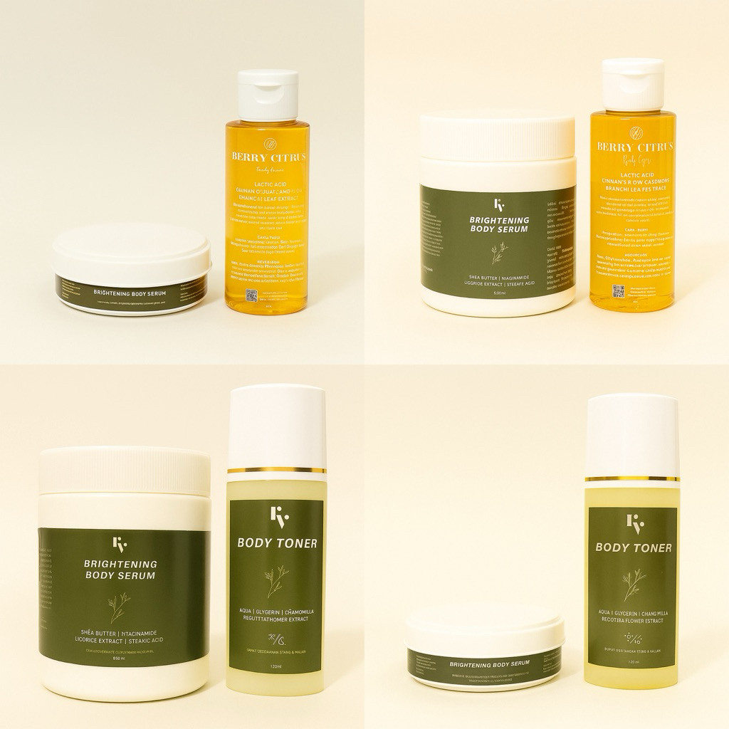 Paket Brightening Body Serum dan Body Toner/ Berry Citrus/ semua BPOM