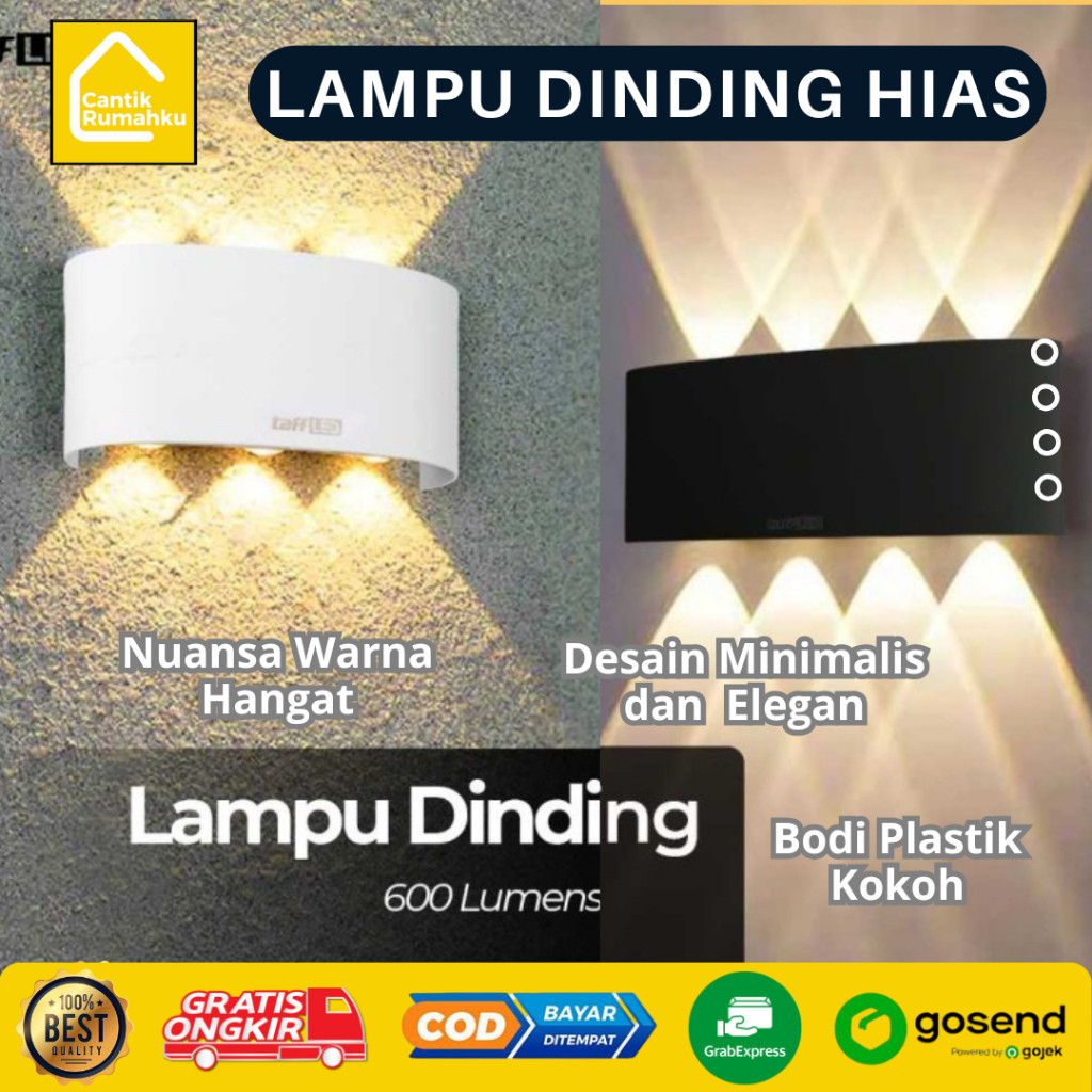 Lampu Tempel Dinding Teras Pagar LED Outdoor - Lampu Dinding Minimalis Estetik Warm White Hias Rumah