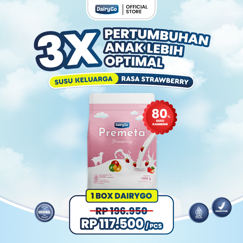 Susu Kambing Etawa Bubuk 1 Kilogram Bantu Menambah Nafsu Makan Anak - Rasa Strawberry