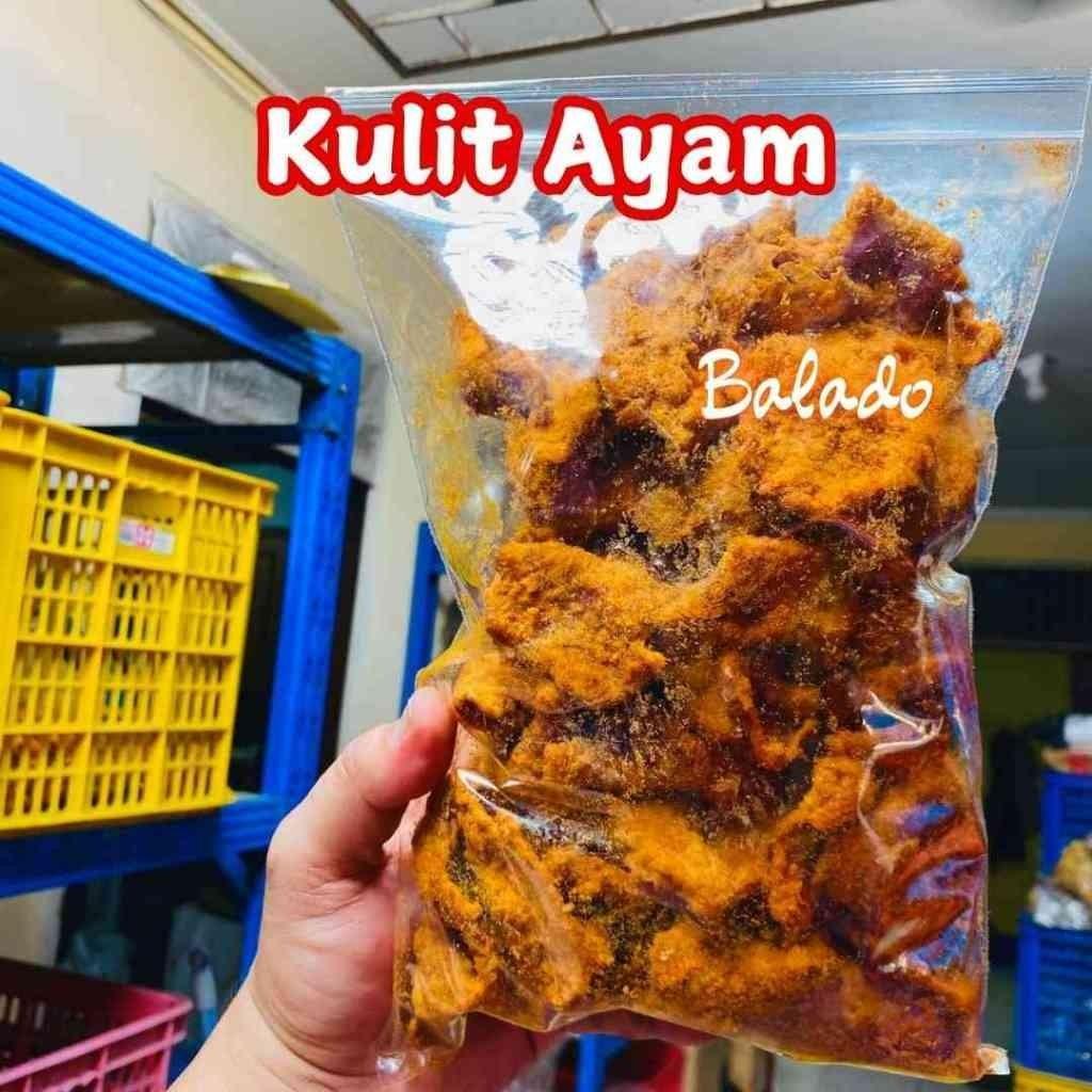 250 GR Kerupuk Kulit Ayam Crispy Kriukk Rasa Balado Enak / Keripik Kulit Ayam Matang Kriukk Crispy S