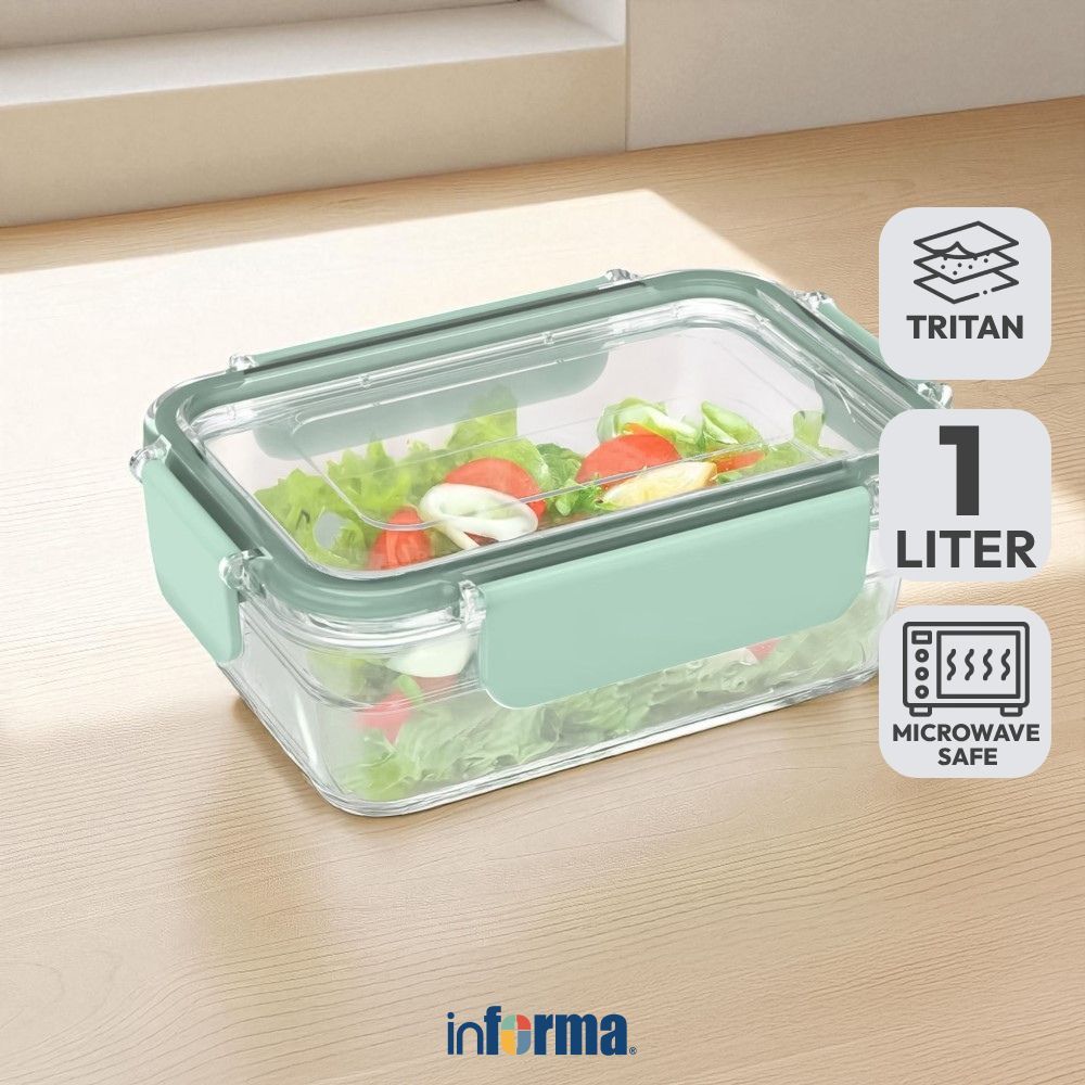 Informa Appetite 1 ltr Lucy Wadah Makanan Rectangle - Hijau Kotak Makan Food Container Tempat Bekal 