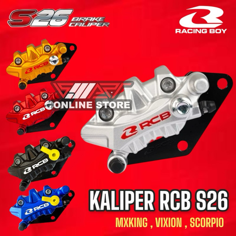 KALIPER DEPAN RCB S26 2 PISTON YAMAHA MXKING , VIXION , SCORPIO