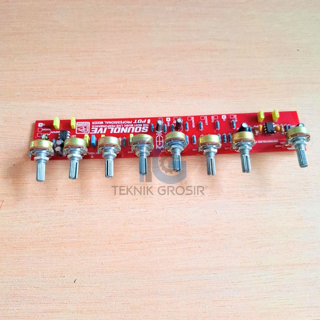 Kit Mixer 8 Potensio DC CT 15V PCB 210x35mm Untuk Power Amplifier & DIY Audio