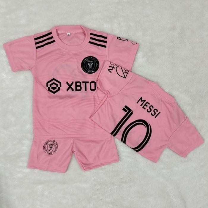 Setelan Jersey Bola Anak Inter Miami Messi Terbaru / Set Kaos Bola Termurah Berkualitas / Baju Futsa