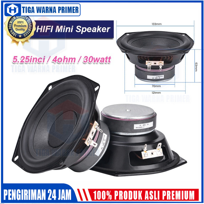 (Stok Siap) HIFI Subwoofer Bass Karet Besar 5.25 Inch 4 ohm 30W Untuk Mobil Speaker Aktif