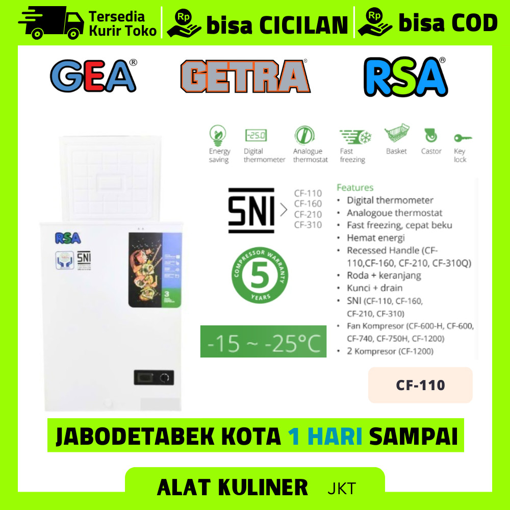 Chest Freezer Rsa Cf-110 Chest Freezer 100 Liter Original