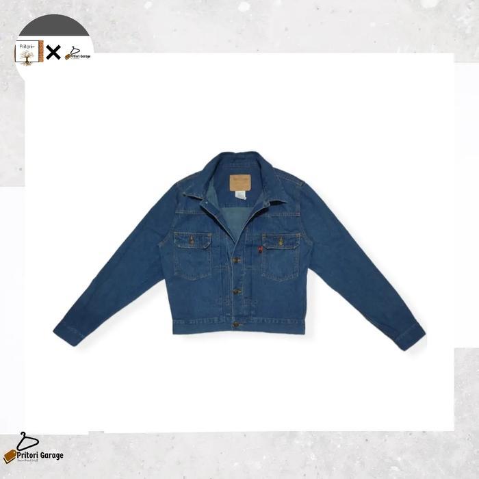 Raw Denim Jeans Trucker Jacket Crop Red Rouge  Blue Navy Color Vintage