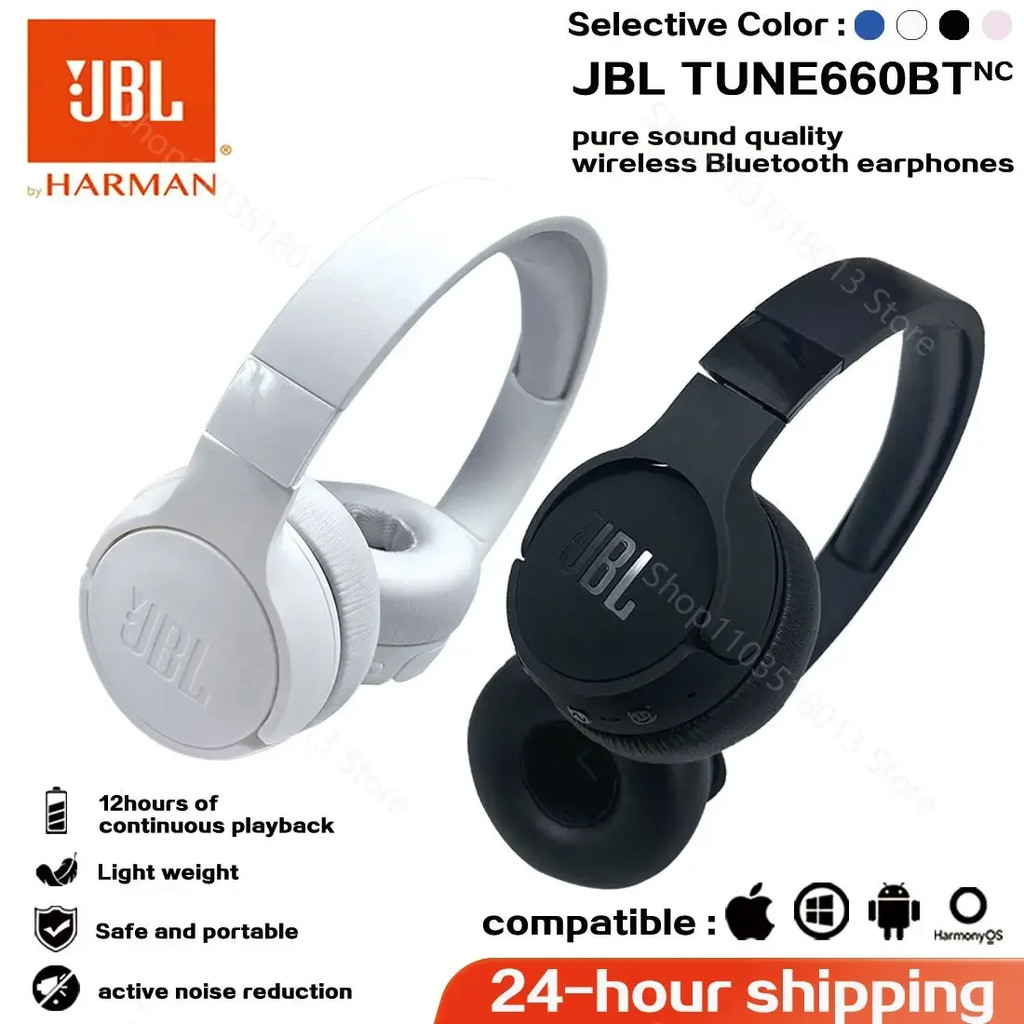 Original JBL Tune 660NC Wireless On-Ear Headphones Bluetooth Noise Cancelling Earphone Gaming Sport 