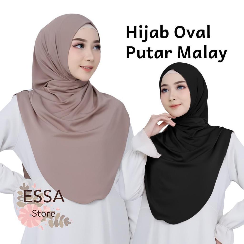 NOUR.SA STORE Hijab Instan Malay Oval Putar Olivia Hijab Instan Jisoo Label Akrilik