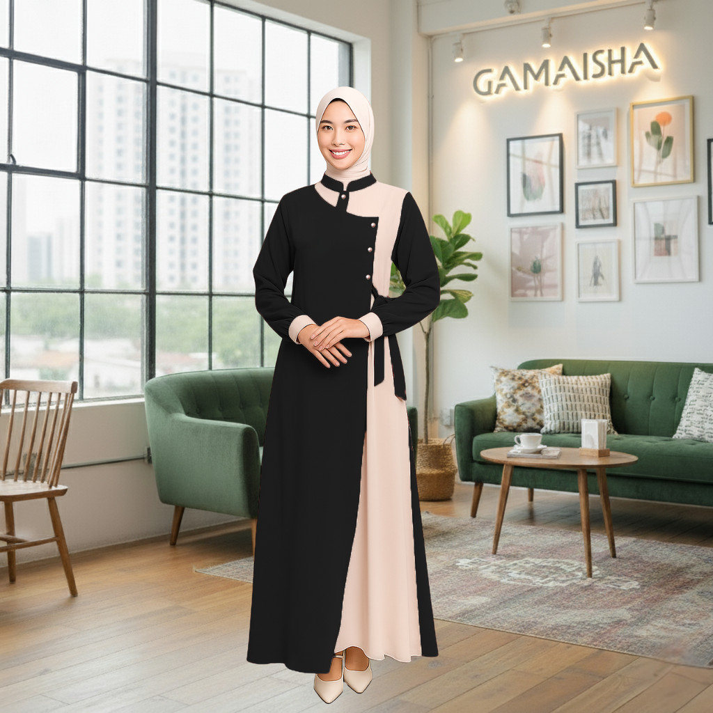 Dress Couple Ibu dan Anak Perempuan 2026 Sabrina Anti UV Gamis Abaya Couple Ibu Anak Kombinasi