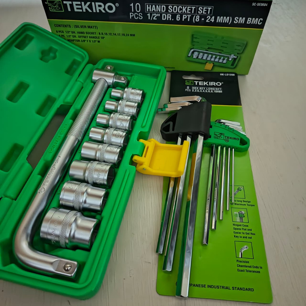 TEKIRO PAKET 2 SET KUNCI SHOCK SOK 10PCS 8-24MM + TEKIRO KUNCI L 8 PCS 2-10MM / ALAT TUKANG / TOOLSE