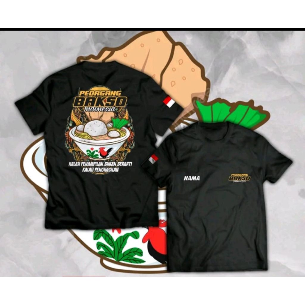 Kaos Pedagang Bakso Keren Bahan Cotton Combed DTF Premium Pakaian Unisex