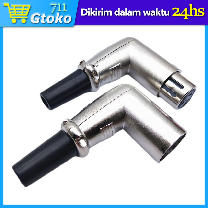 Jack Canon XLR Female / Male Bentuk L Bengkok Konektor Jack Audio Profesional