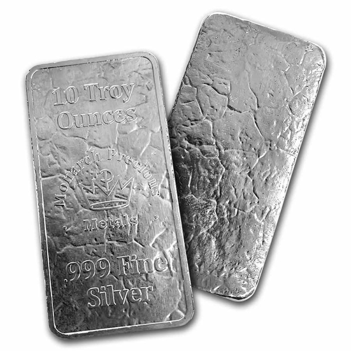Logam Mulia Perak Batangan Murni 10 OZ 311g Monarch Stone Struck, Perak Investasi, Koleksi Logam Mul
