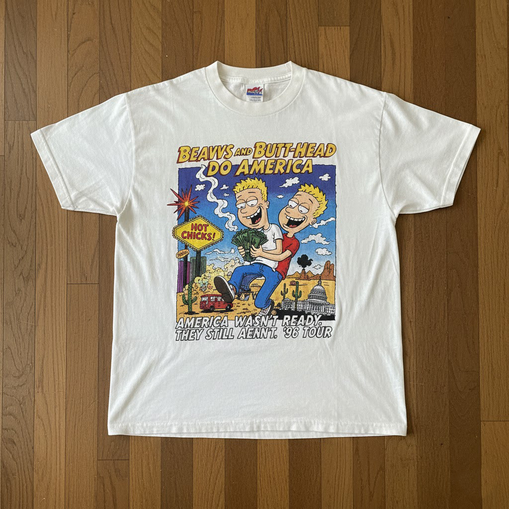 VINTAGE T-SHIRT BEAVIS AND BUTT-HEAD DO AMERICA '96 TOUR | RARE MTV Movie Promo Tee