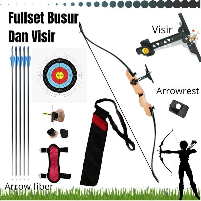 Busur Panah Anak Dewasa Pemula Panahan Fullset Visir Arrowrest Arrow Fiber