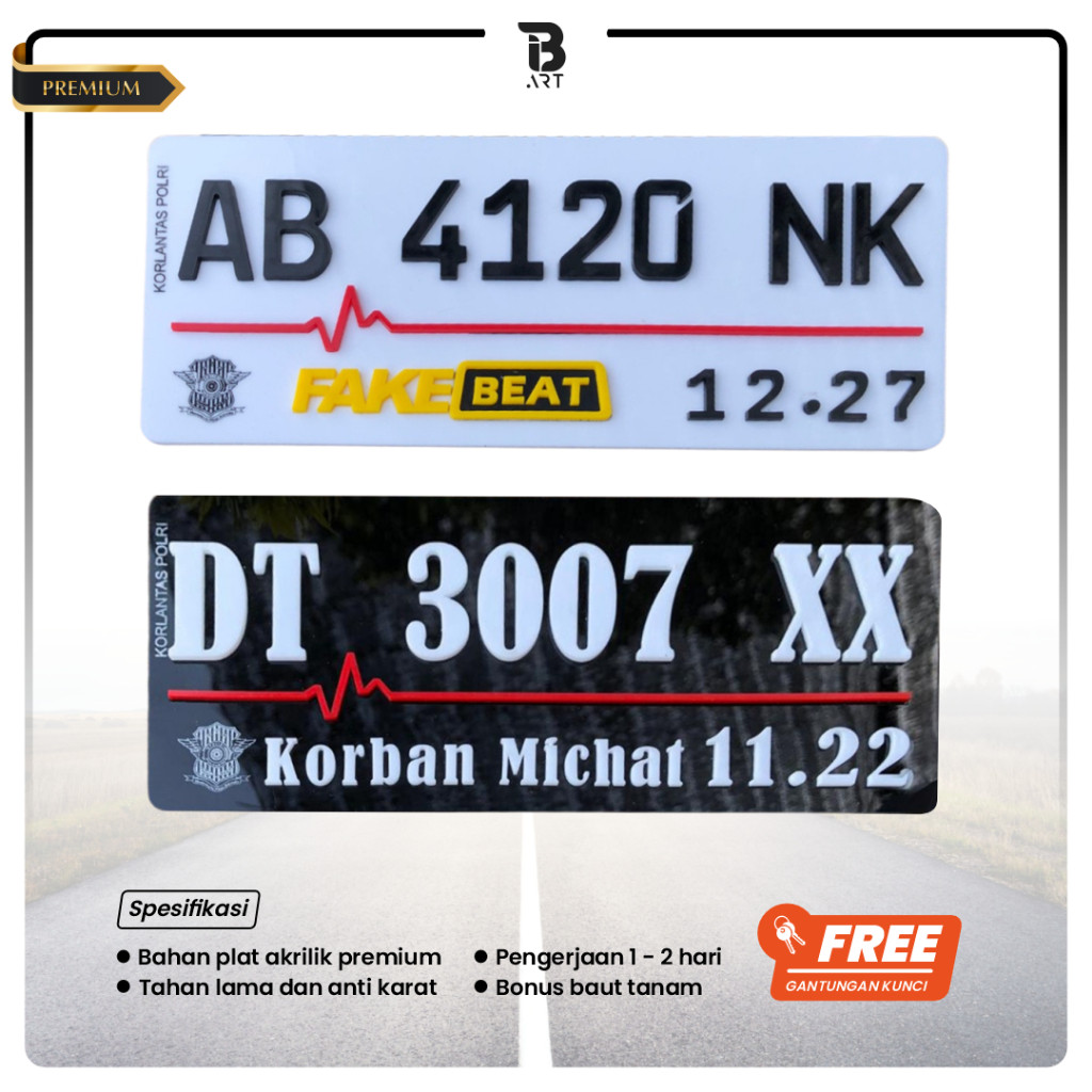 vrt - Plat Nomor Timbul Akrilik Motor Baut Tanam / Plat Nomor Motor Variasi  Murah Original / Plat n
