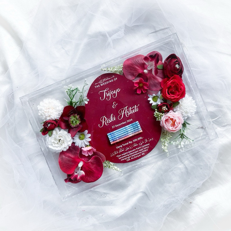 Free Packing Kayu / Mahar Akrilik /Mahar Murah/Mahar Nikah/Mahar Pernikahan/ Mahar Transparan