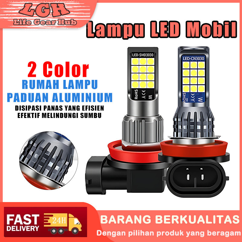 MXT 2PCS Lampu Led Fog Lamp Mobil Lampu Kabut 3 WARNA H8 H11 H16 PUTIH KUNING ICEBLUE Dua untuk Head