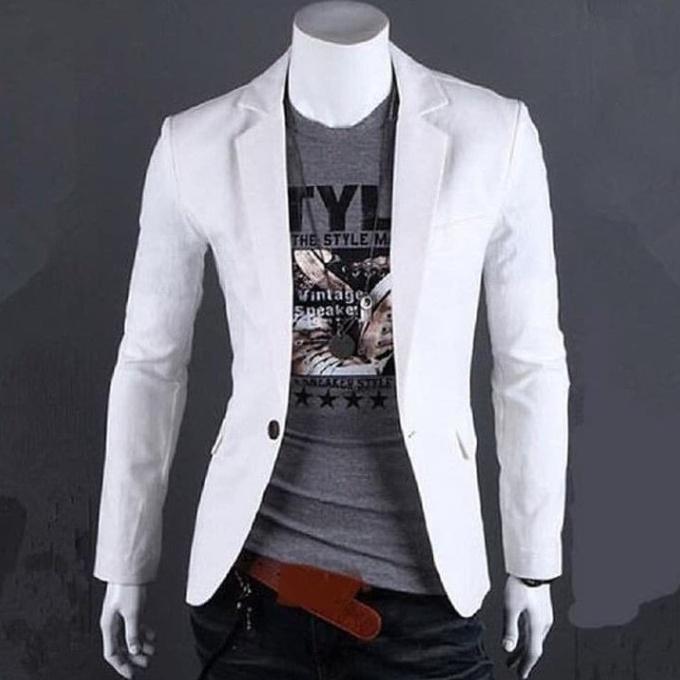 Jas Blazer Pria Slim Fit Casual Jumbo Putih