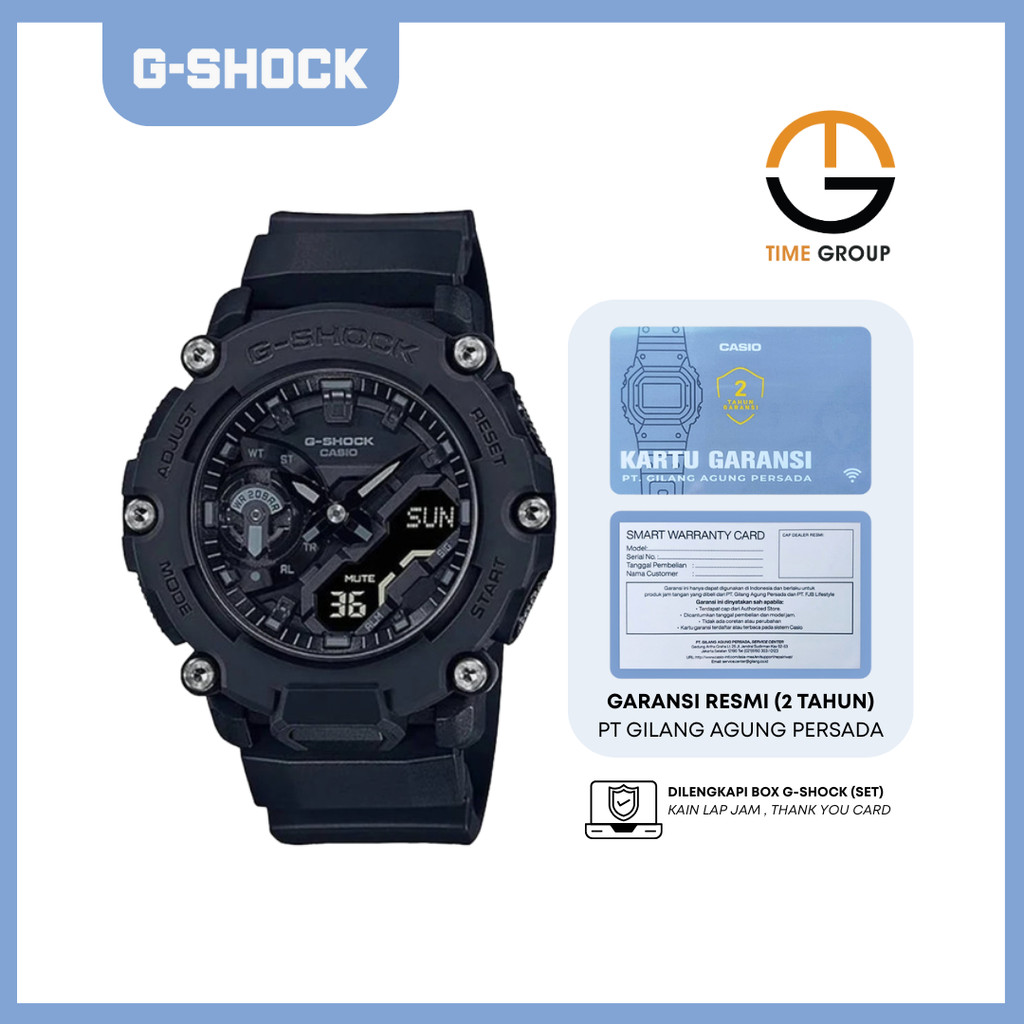 JAM TANGAN PRIA CASIO G-SHOCK GA2200BB-1AD CARBON CORE GUARD RESIN STRAP