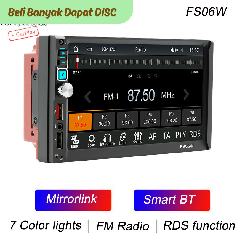 TTN BQCC 7 HD 2n Car MP5 Player Mirrorlink USB TF FM RDS Rao Colorful lights wireless Android AUTO C