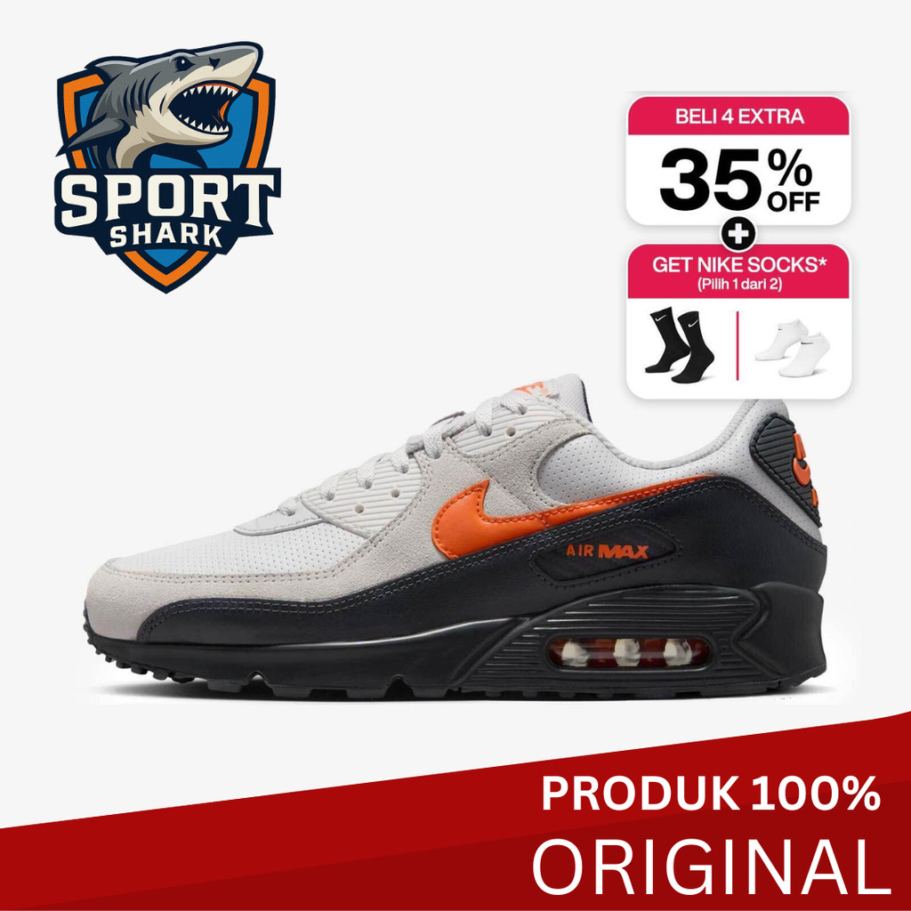 Nike Sepatu Pria Air Max 90 - Vast Grey Berkualitas Tinggi Original Branded Sporty Sport Sneakers Or