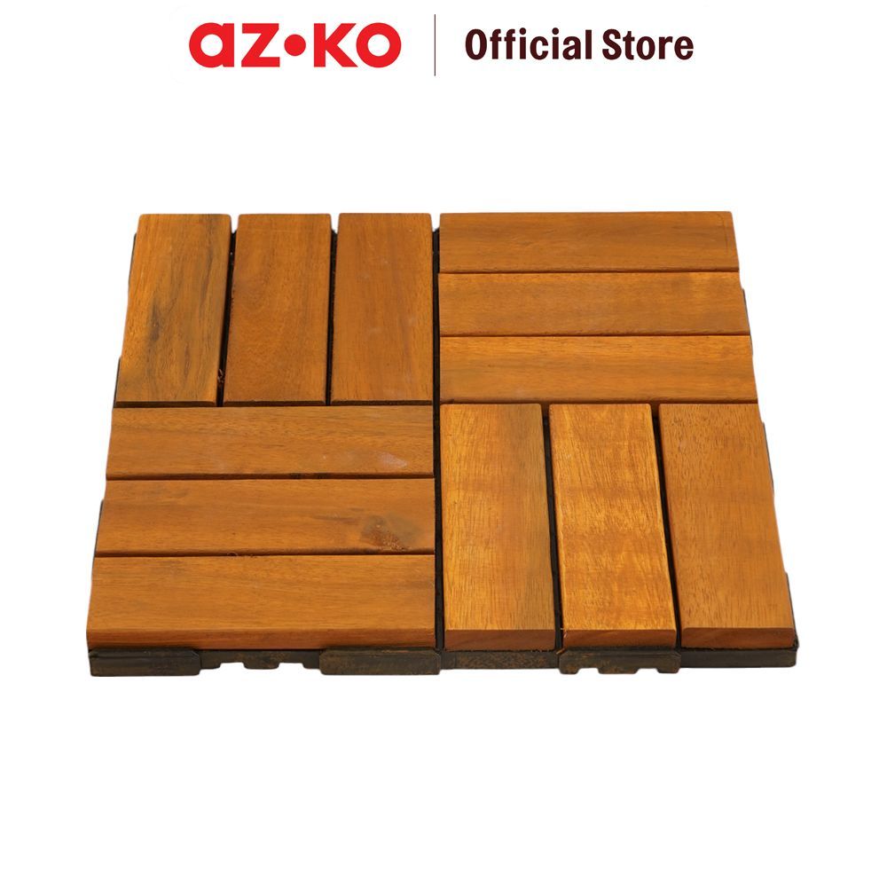 AZKO Rainbodeck 30X30 cm Quick Deck Acacia Wood Tile 12 Slats - Cokelat Laminate Floor Parket Lantai