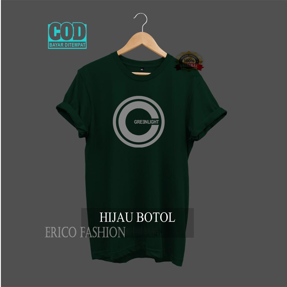 Trendy now Baju Kaos Distro Greenlight Text Silver /Kaos DIstro Lengan Pendek Pria Wanita Premium Qu