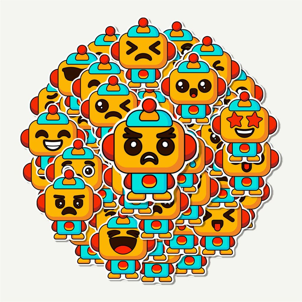 Sticker Pack Stiker Robotic Emoji Flat Design | Sticker TUMBLR | Stiker LAPTOP KOPER HELM