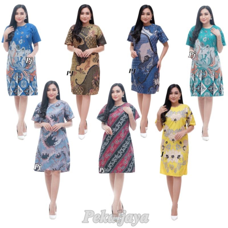 dress batik M,L,XL,XXL, JUMBO LD120cm dres lengan pendek modern