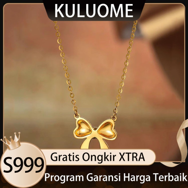 KULUOME Kalung Emas Gadis Menari Kalung Pita Vietnam Pasir Emas Mengkilap Disikat Berkilau S999