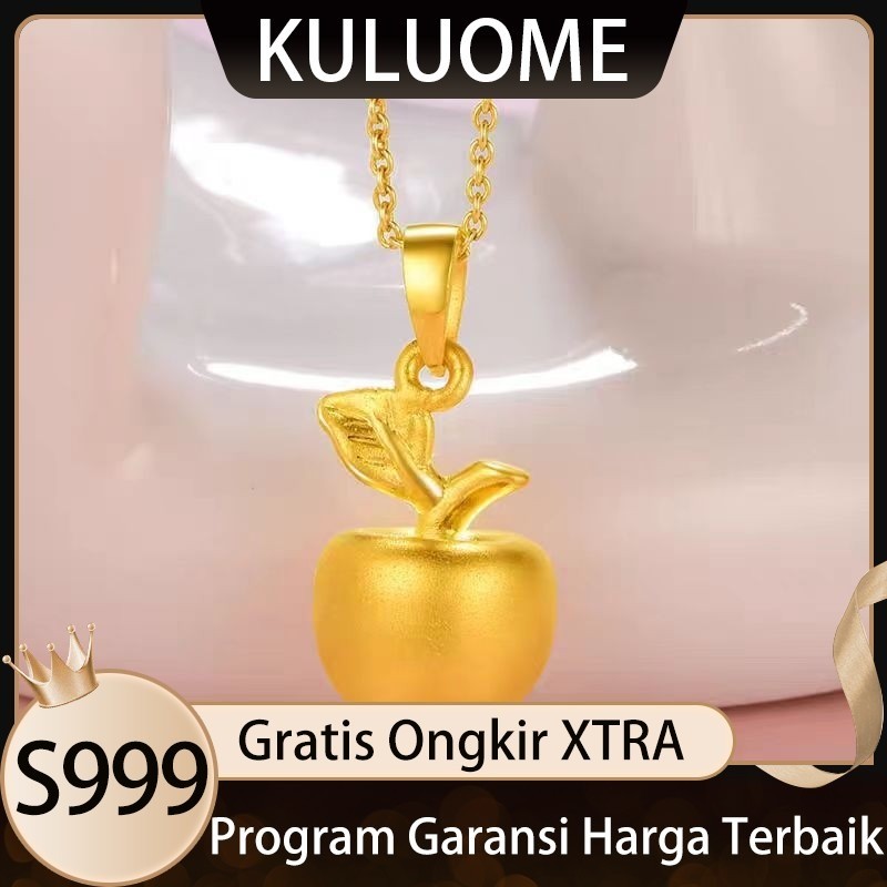 999 Kalung Emas Liontin Emas Apel Fashion Rantai Tulang Selangka Sederhana Hadiah Natal Malam Natal 