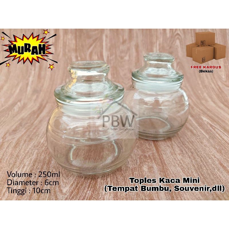 Toples Mini Bulat Kaca / Toples Bumbu / Souvenir Toples
