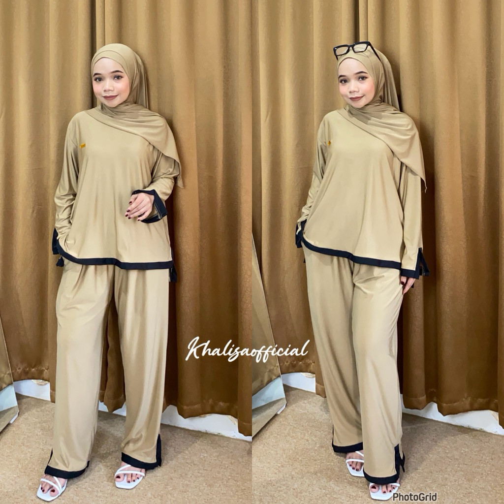 BRAKOTOP ONE SET KAMILA  STRIPE JERSEY SPANDEX PREMIUM (FREE PASHMINA) SETELAN WANITA || KHALISA DAI