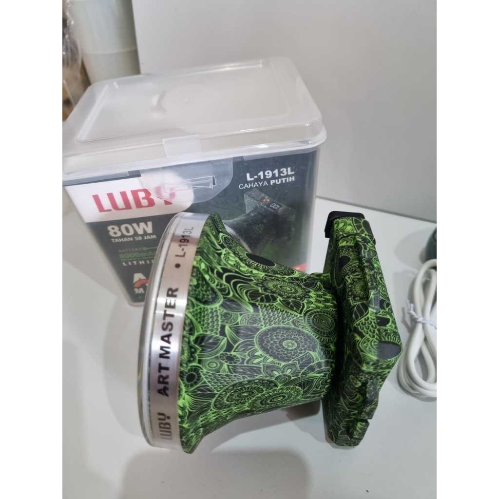 Senter Kepala LUBY Motif Batik 80 Watt 1913L Body Besar/ L1913/ L-1913/1913