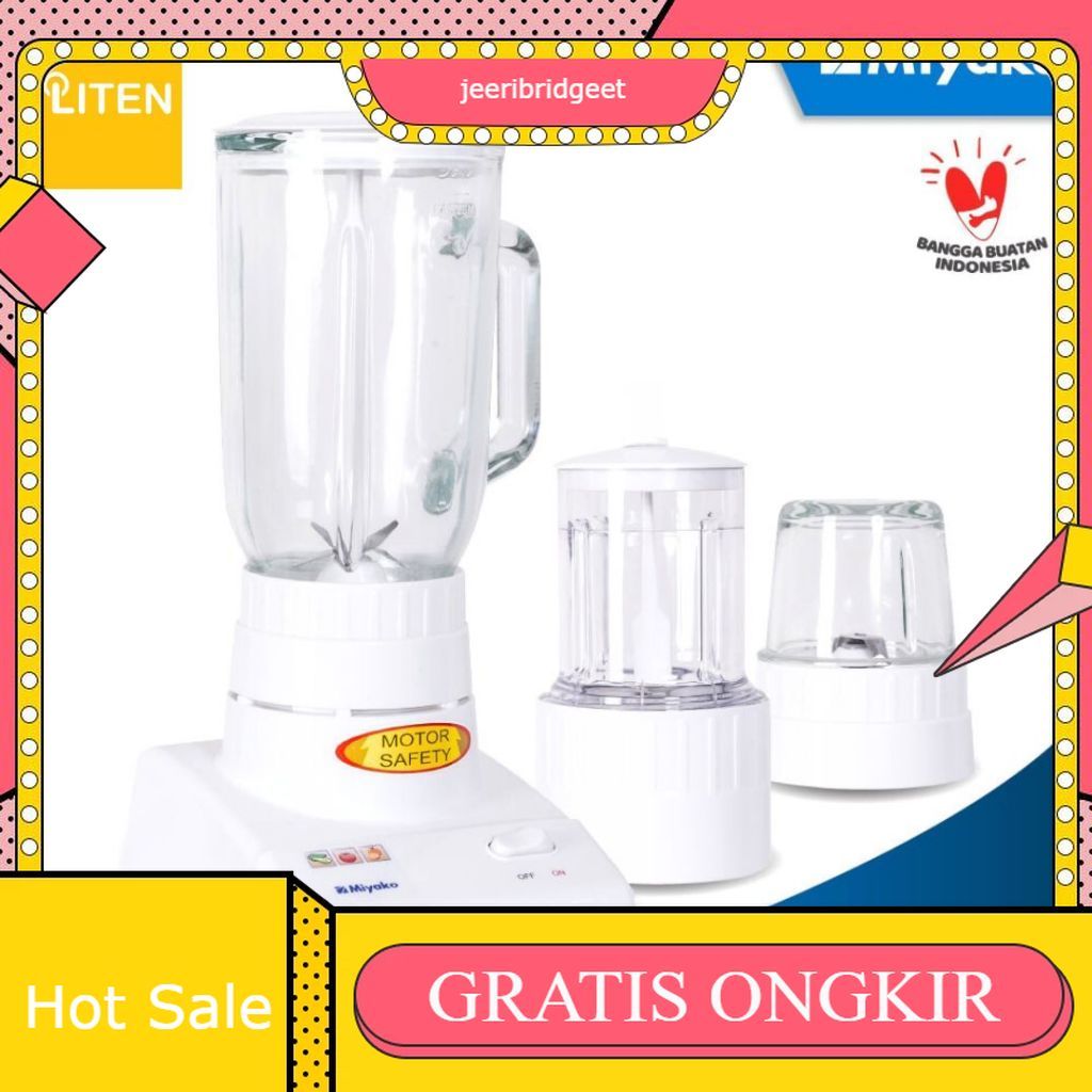MIYAKO BL102GS Blender 1 Liter Low Watt (BL-102 GS KACA) Garansi Resmi / Blender Buah Jus Miyako Bod