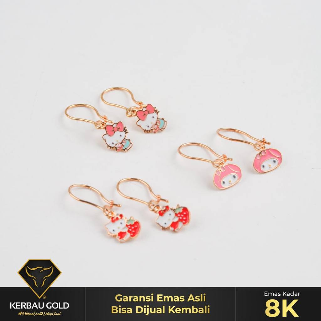 [Kerbau Gold] Anting Emas Anak Boneka Cute 8K - Emas Asli 100%