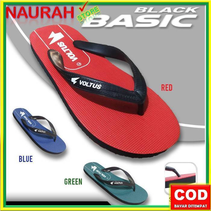 Sendal Jepit Pria Voltus Basic Black Sandal Jepit Pria Aneka Warna Karet Rubber Anti Slip Original