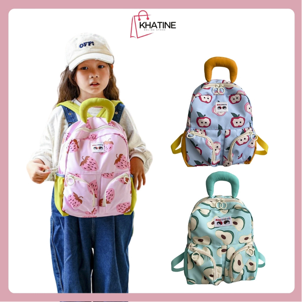 KHATIN (648) Tas Ransel Anak SD TK Motif Lucu / Tas Sekolah Karakter Buah