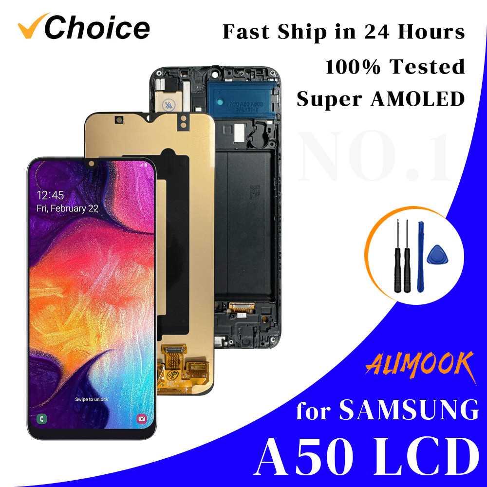 A50 Super AMOLED for Samsung A50 LCD splay Tou Screen gitizer Assembly Parts For Samsung A50 A505F A