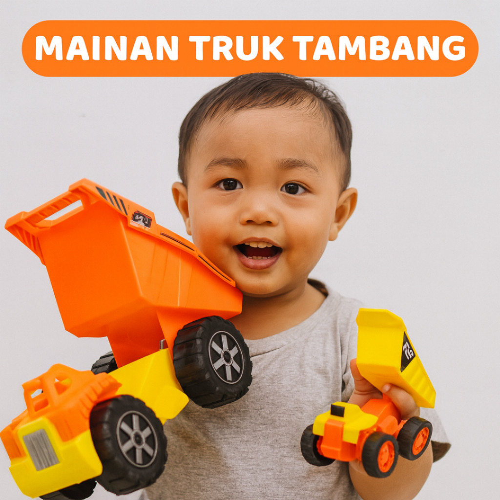 Mainan Anak Dump Truck Truk Tambang Besar + Truk Kecil Pull Back Mobil Mobilan Anak Terlaris