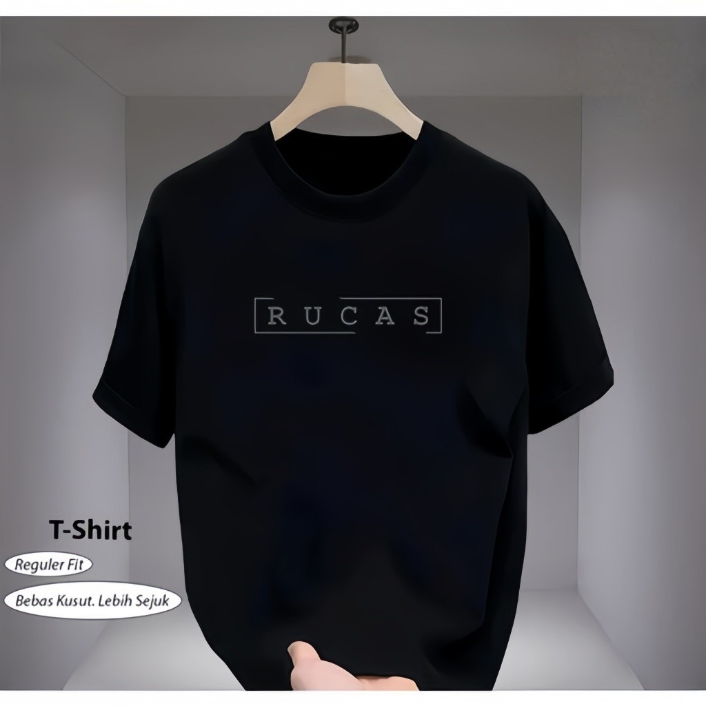 Kaos Pria RUCAS Distro Original 100% Katun 24s Premium, Lengan Pendek Hitam Terbaru 2025 Ukuran S-XX