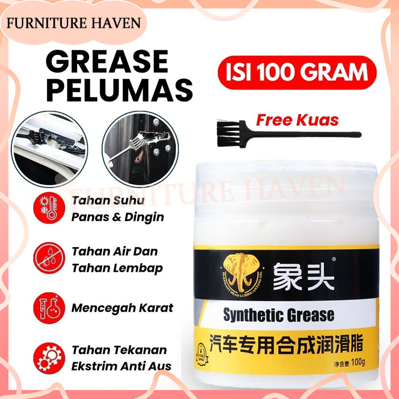 Grease Gemuk Sintetis Warna Putih/100g Gemuk Pelumas Mobil Multifungsi-COD