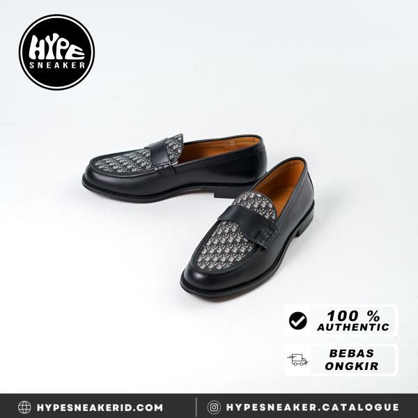 Sepatu CHRISTIAN DIOR GRANVILLE OBLIQUE JACQUARD BLACK CALFSKIN LOAFER 100% ORIGINAL - 42