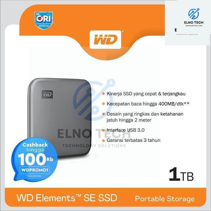 WD Elements SE SSD 1TB - External SSD -Baru-Ori-Garansi 3 Tahun-USB3.0