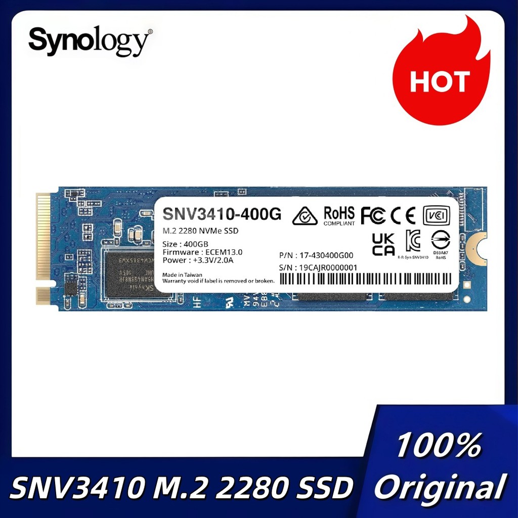 Original Synology SNV3410 400GB 800GB M.2 2280 NVMe SSD Internal Solid State Drive for Laptop/Notebo