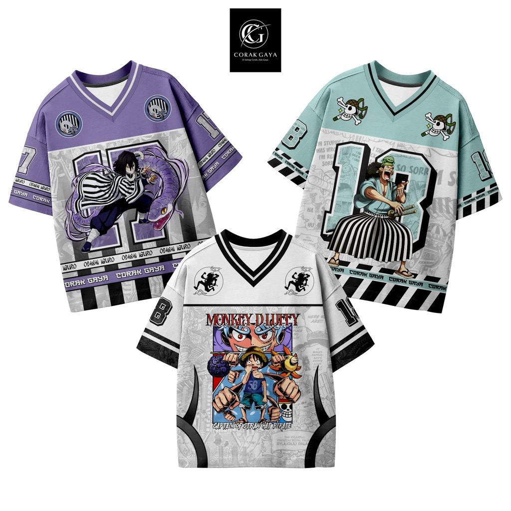 Corak Gaya Sport Baju Kaos Jersey Anak 2-12Thn Oversize Dryfit Rugby Baseball Retro streetwear Setia