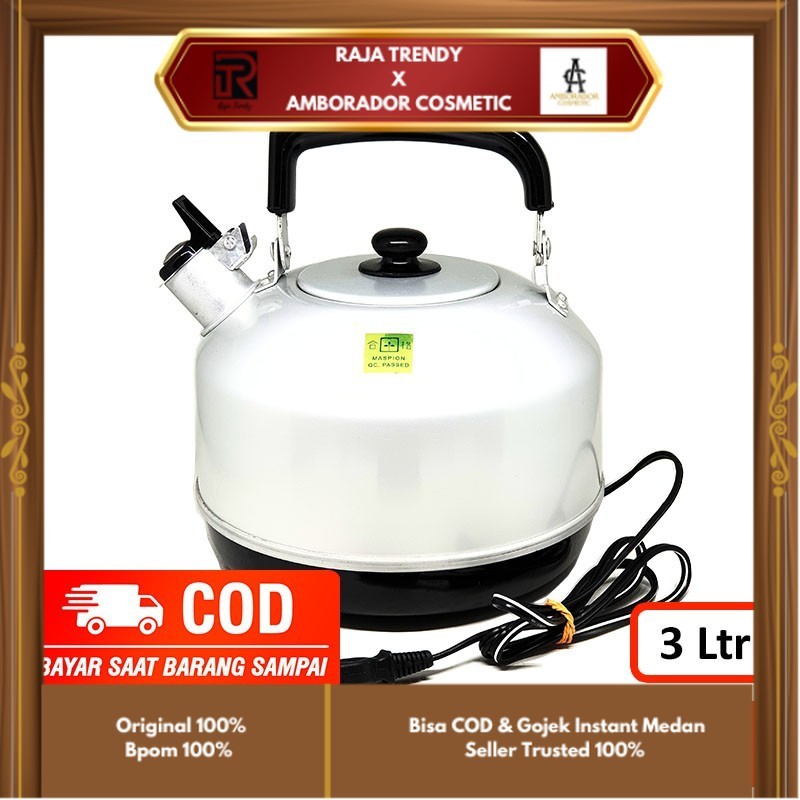 Maspion Ceret Listrik Bunyi Aluminium 3 Liter 22cm | Teko Siul Masak Air Panas | Whistling Kettle