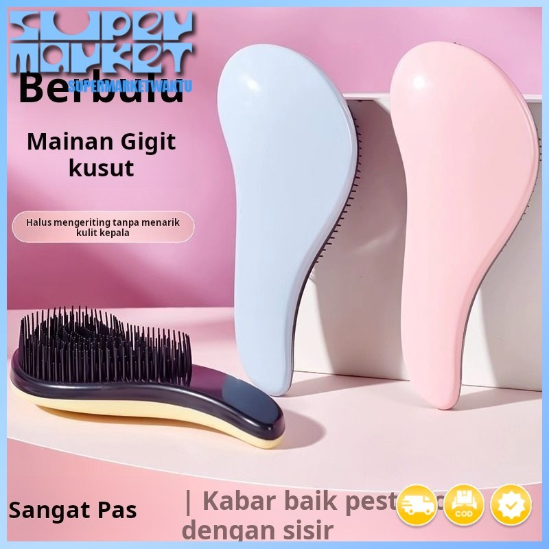 Sisir rambut bertekstur Wanmei, sisir plastik multiwarna, sisir lengkung besar, sisir rambut besar, 
